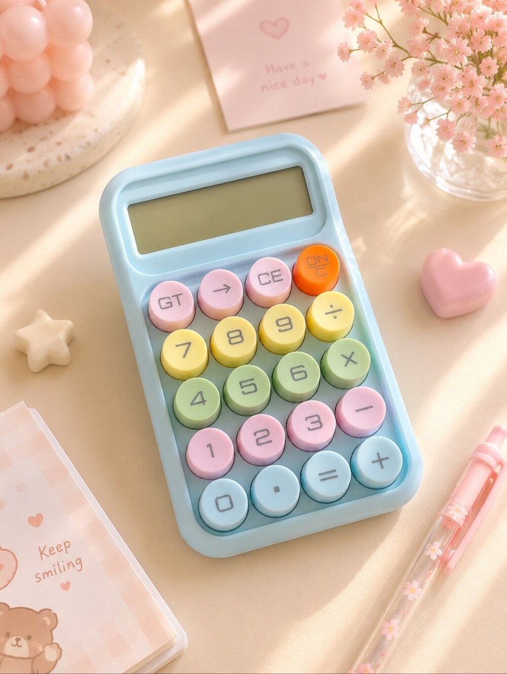 Pastel Macaron Mechanical Calculator Cute Aesthetic Desktop Office College New - Picture 3 of 8